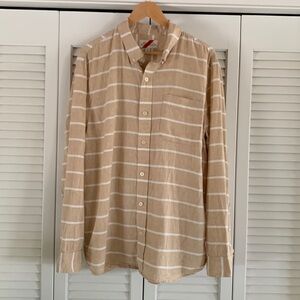 Best Made Co. Linen Cotton Shirt Men's Tan & White Plaid Button Down Size XL